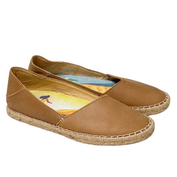 Olukai Kaula paa ili Flat Espadrille Loafer Shoe Brown Leather Slip On Women 6.5 - Picture 1 of 10